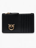 Pinko Porta carte AIRONE in morbida pelle mano seta nero da donna con logo LOVE 