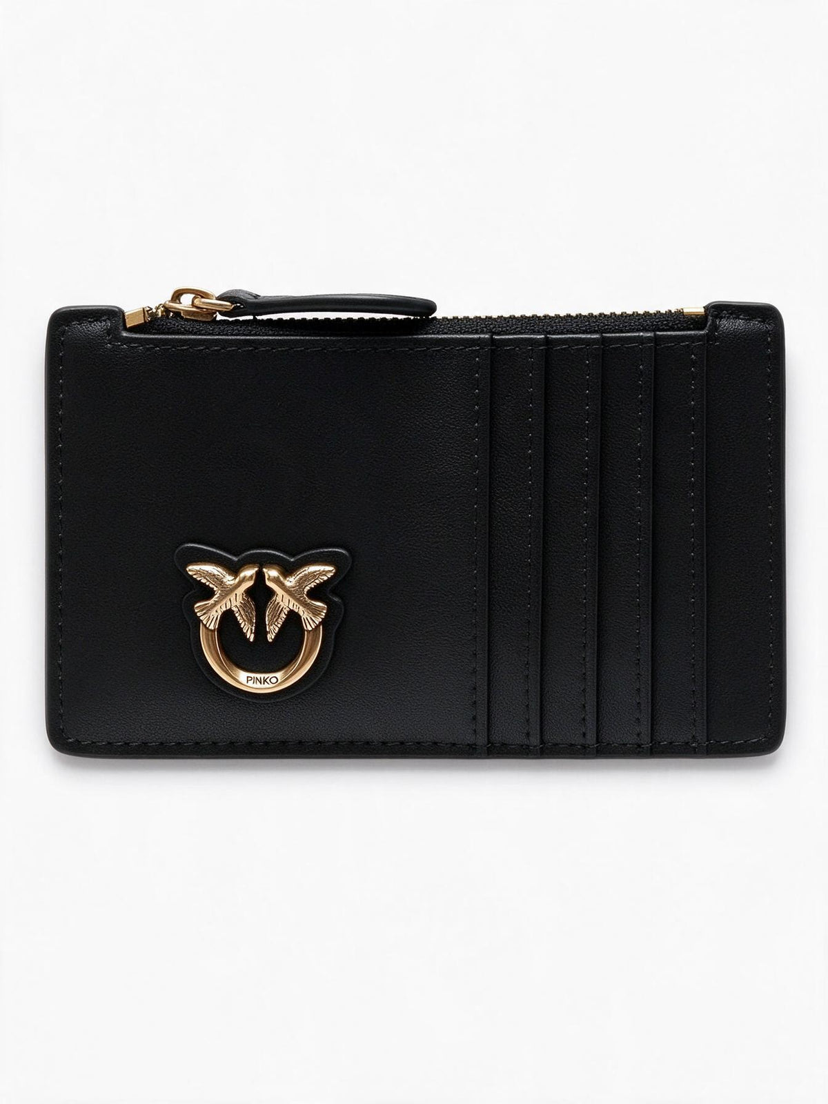 Pinko Porta carte AIRONE in morbida pelle mano seta nero da donna con logo LOVE 