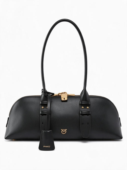 Pinko Borsa a spalla ESCAPE BAG HORIZONTAL nera da donna con chiusura a doppio c