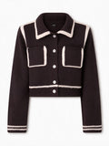 Pinko Giacca NEW SULCIS in maglia marrone-bianco da donna con profili a contrast
