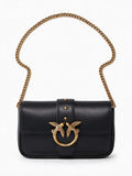Pinko Borsa LOVE ONE POCKET nero-antique gold da donna con chiusura gioiello