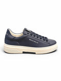 Brian Mills Sneaker In Pelle Blu Con Suola Bianca