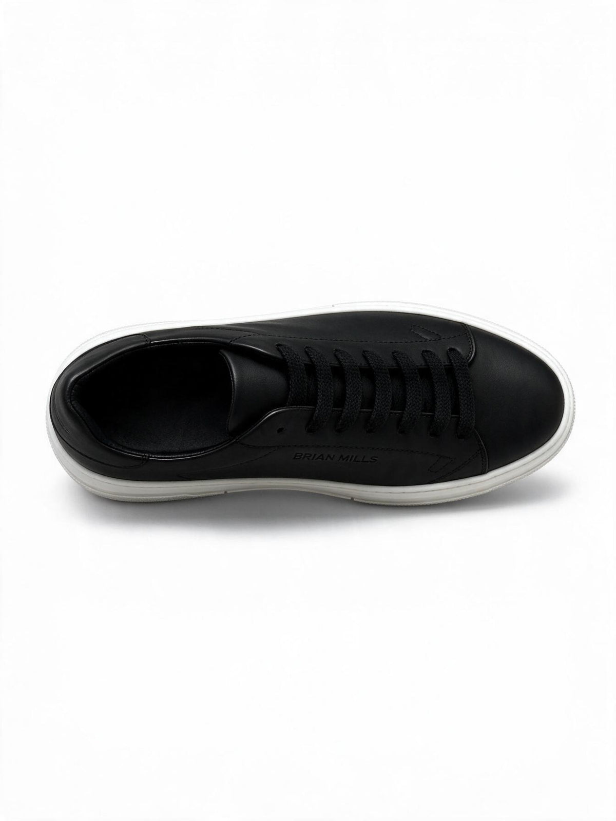 Brian Mills Sneakers in Pelle Made in Italy Nera Con Suola Bianca