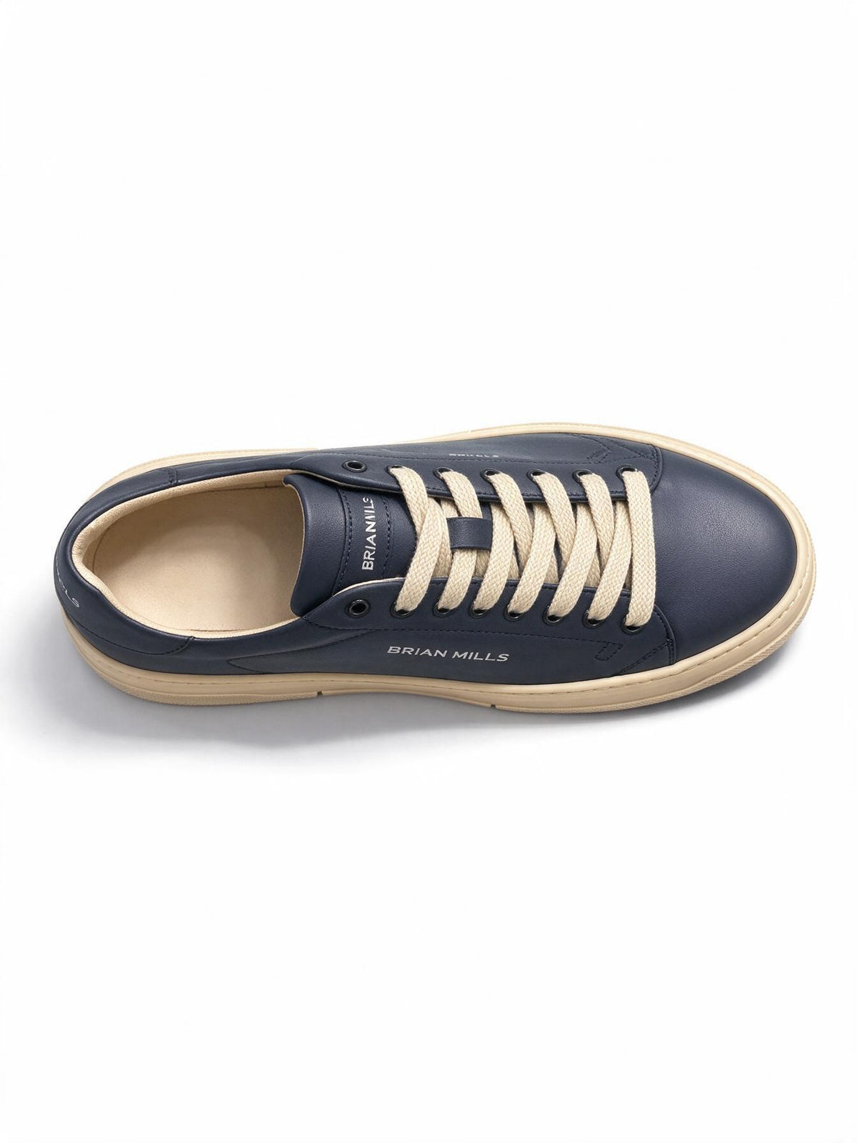 Brian Mills Sneaker In Pelle Blu Suola Beige