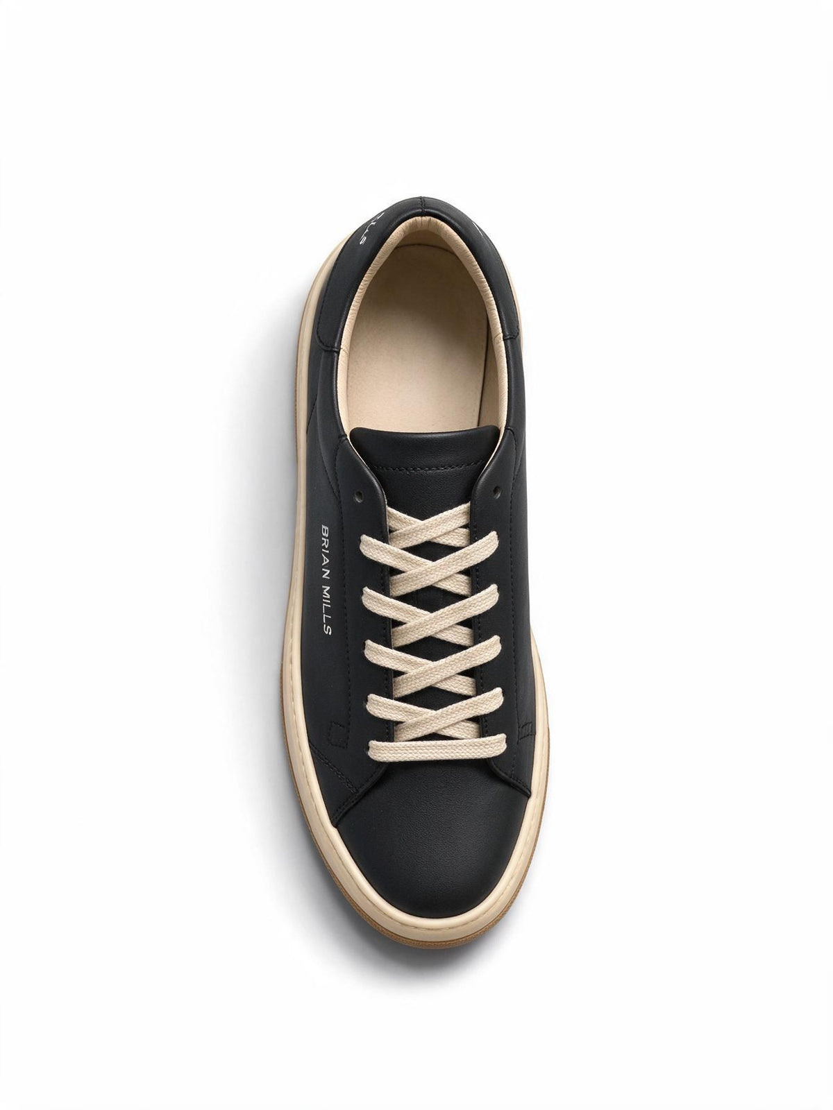 Brian Mills Sneaker In Pelle Nera Suola Beige