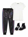 Philipp Plein Black Side Stripe Studded Track Pants