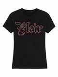 Philipp Plein Gothic Plein Black Studded Fitted T-Shirt