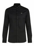 Philipp Plein Black Metal Logo Patch Shirt