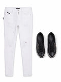 Philipp Plein White Semi-Distressed Skinny Jeans