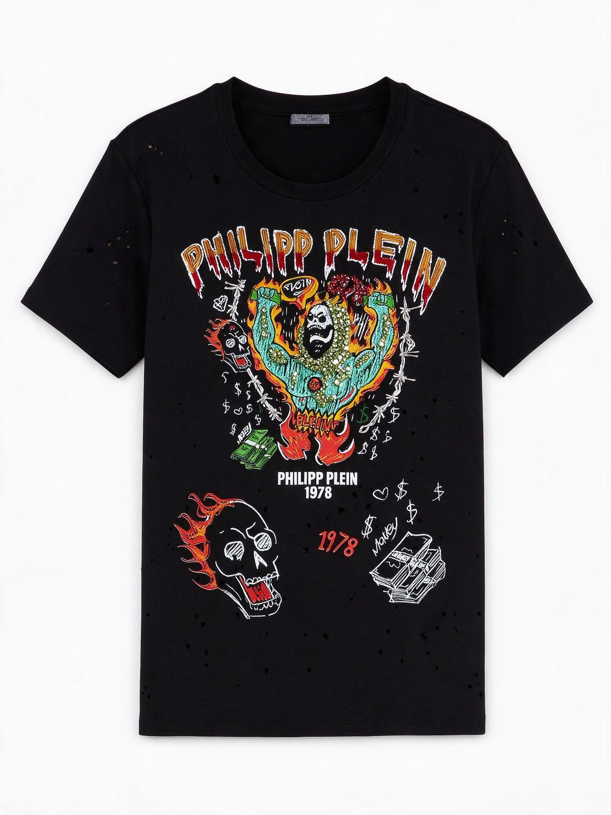 Philipp Plein Black Graffiti Print T-Shirt