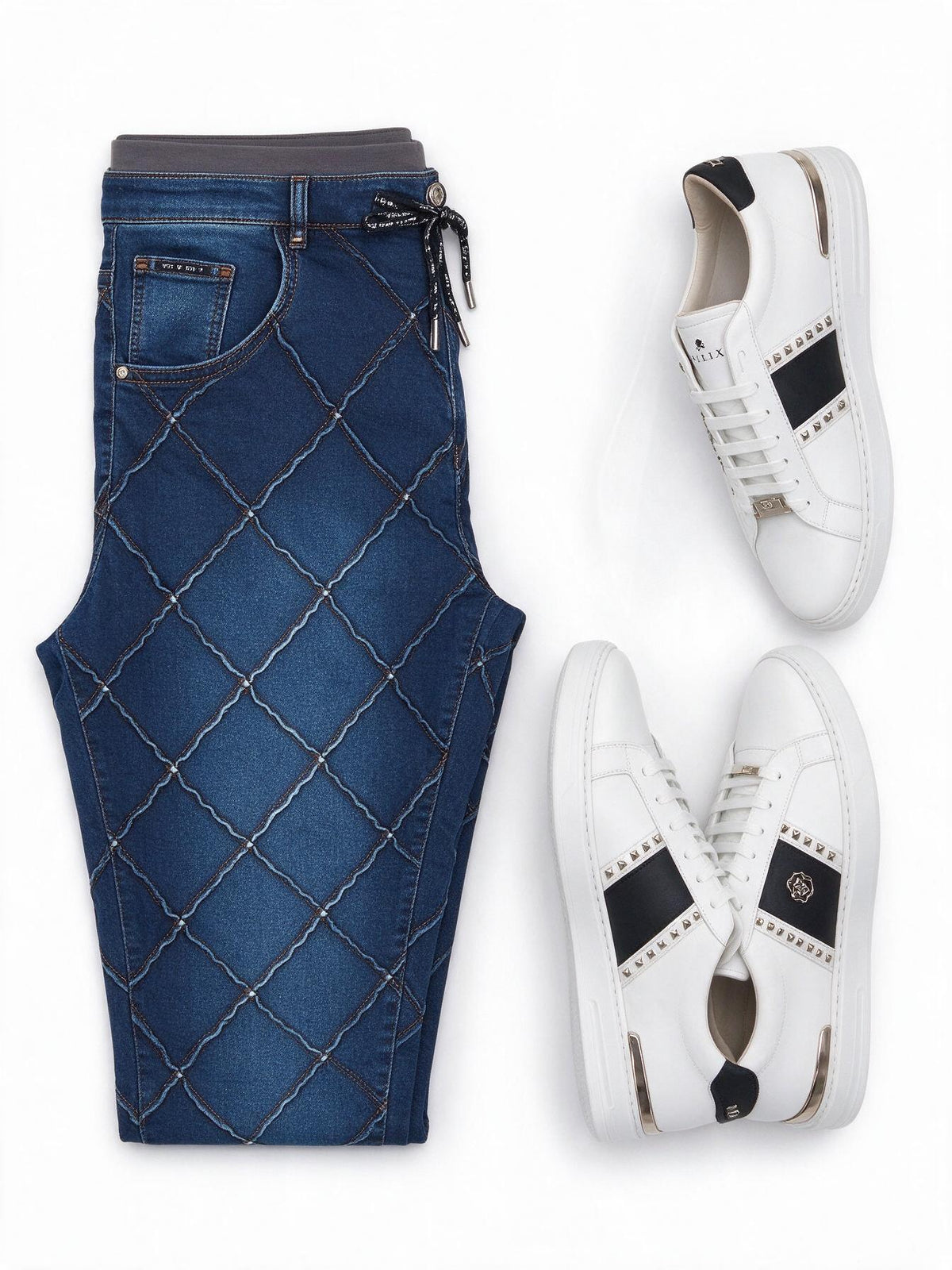 Philipp Plein Navy Statement Jogging Trousers