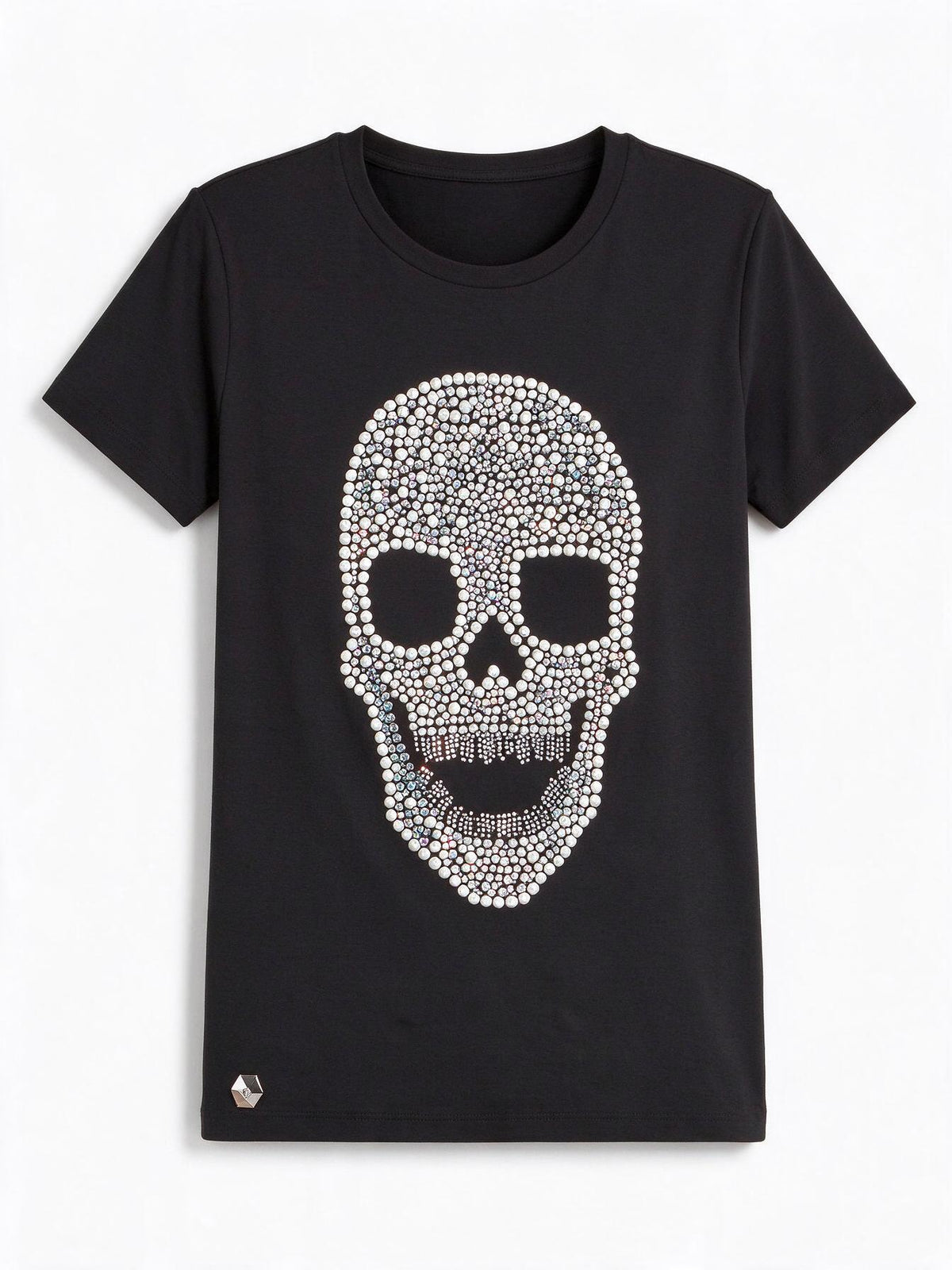 Philipp Plein Black Multi-Stud Skull T-Shirt