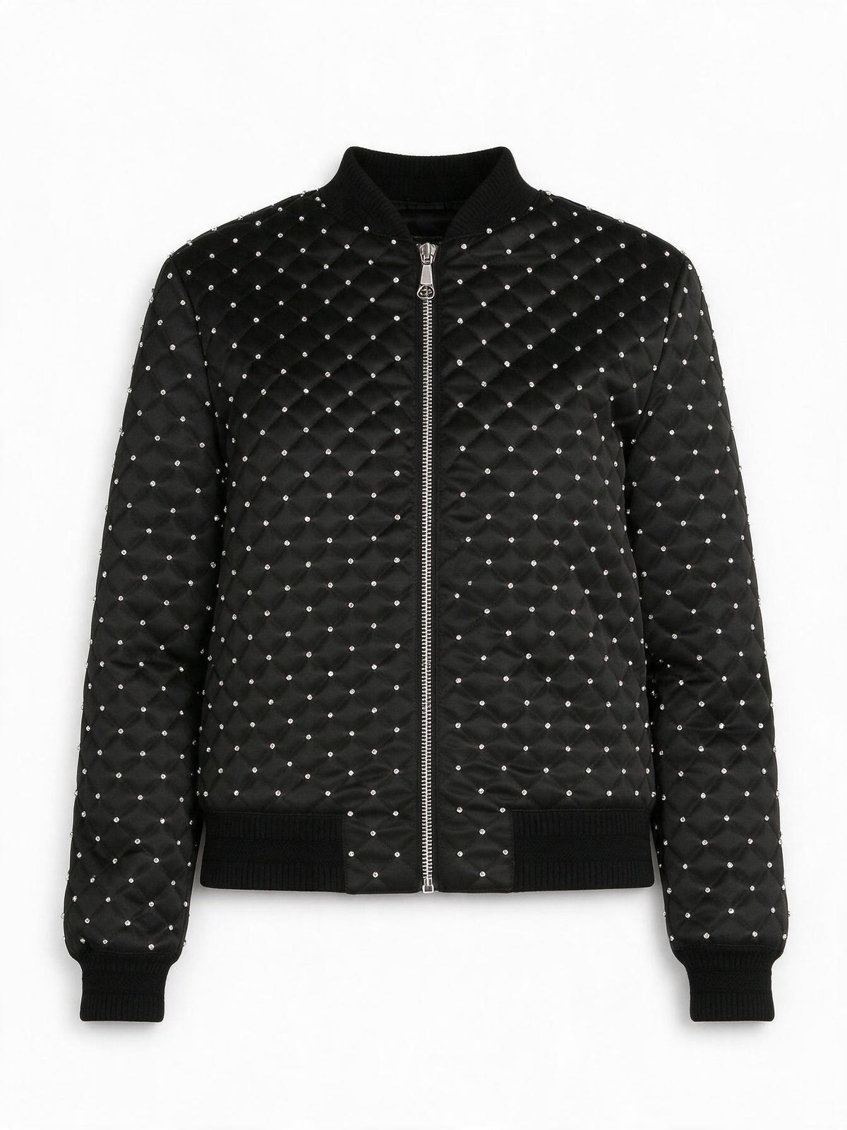Philipp Plein Black Crystal Embellished Bomber Jacket