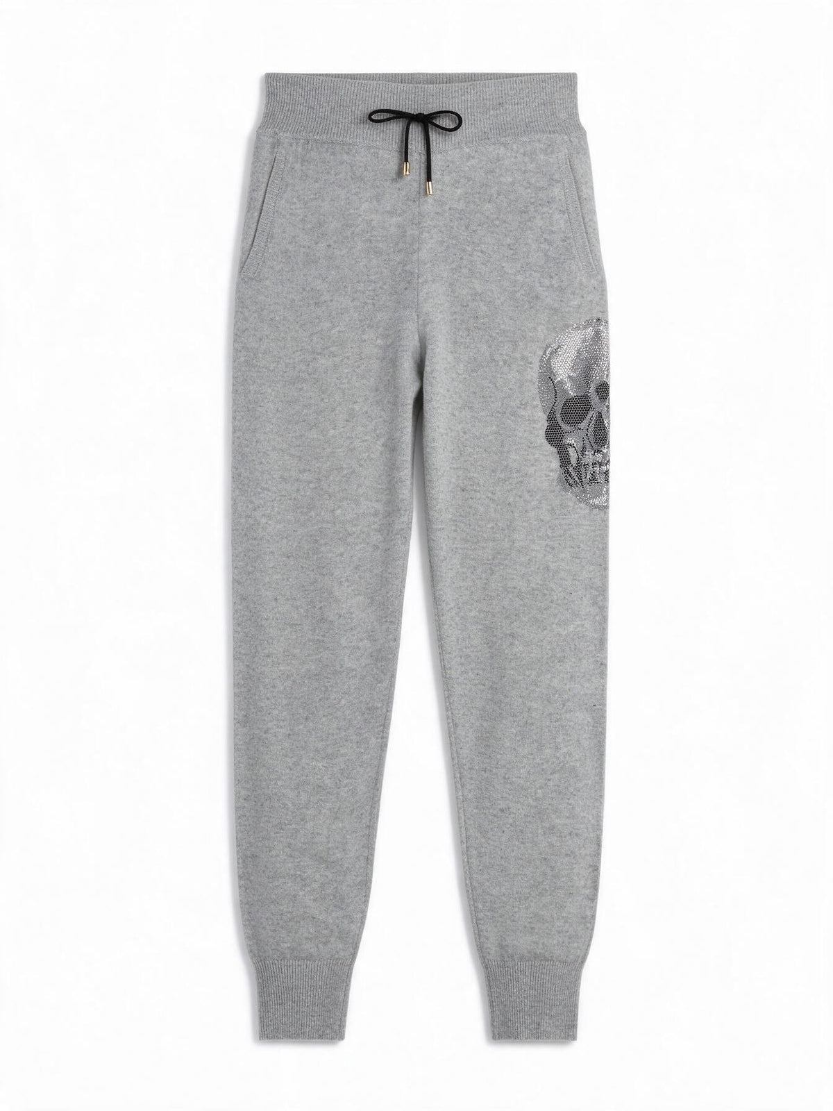 Philipp Plein Grey Studded Skull Knit Active Trousers
