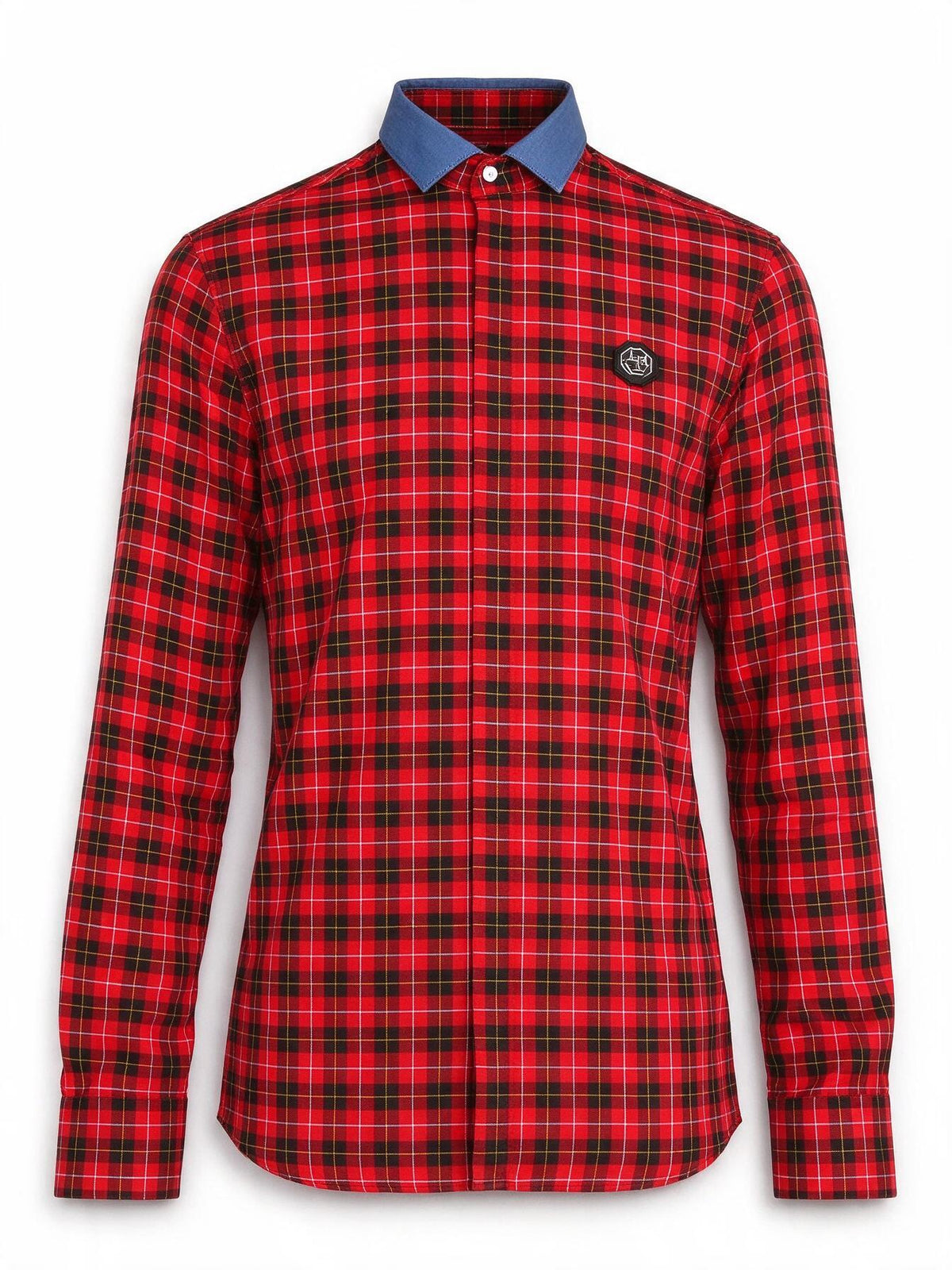 Philipp Plein Tartan Red Check Long Sleeve Shirt